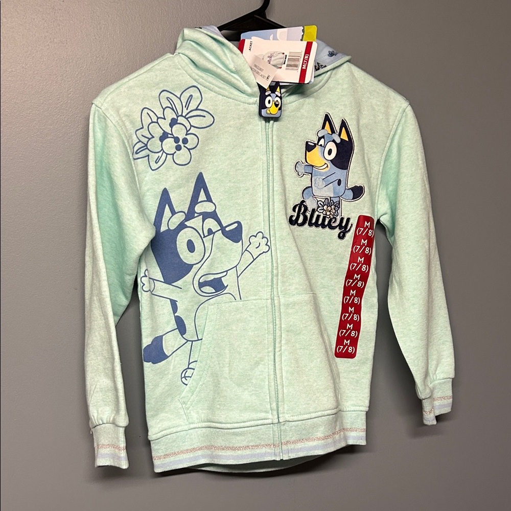Bluey Girls' Mint Green Zip Hoodie